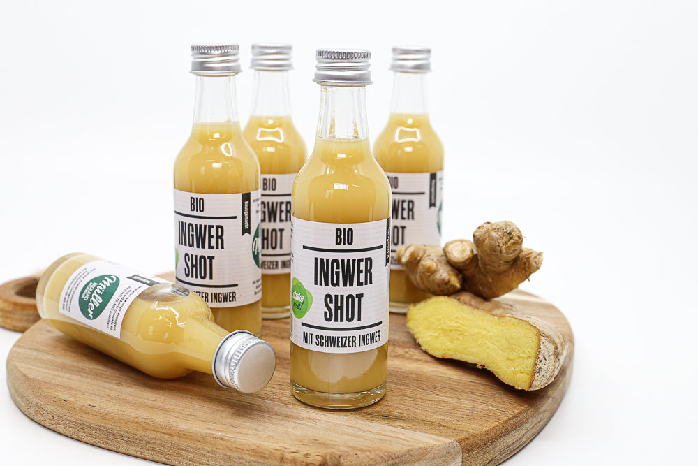 Ingwer Shot mit Apfelsaft
